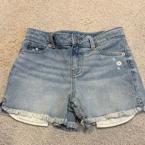Cat & Jack Light Blue Jean Shorts with Floral Detail